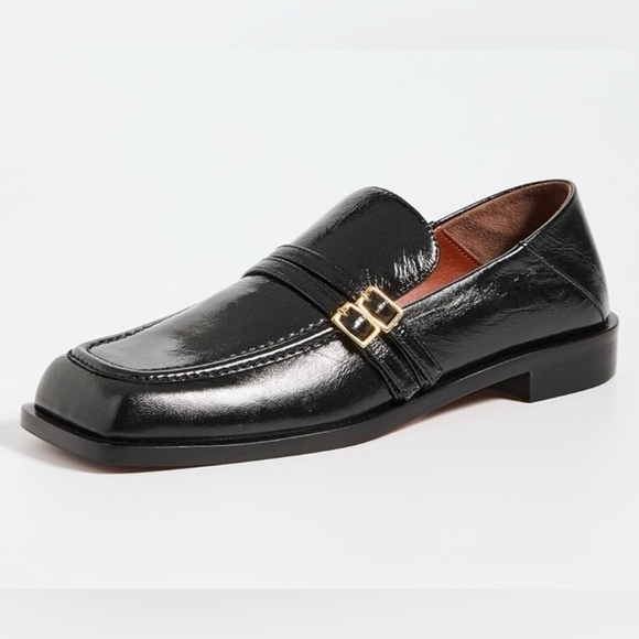 MANU Atelier Women’s Double Belt Square Toe Leather Loafers Size 9/10, EU 40 - Picture 1 of 15